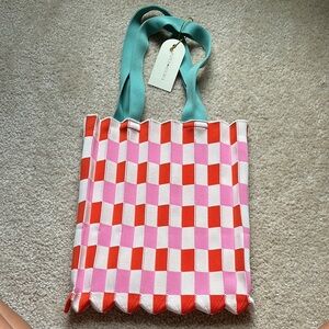 Paper Source Pink and Red Checkered Tote